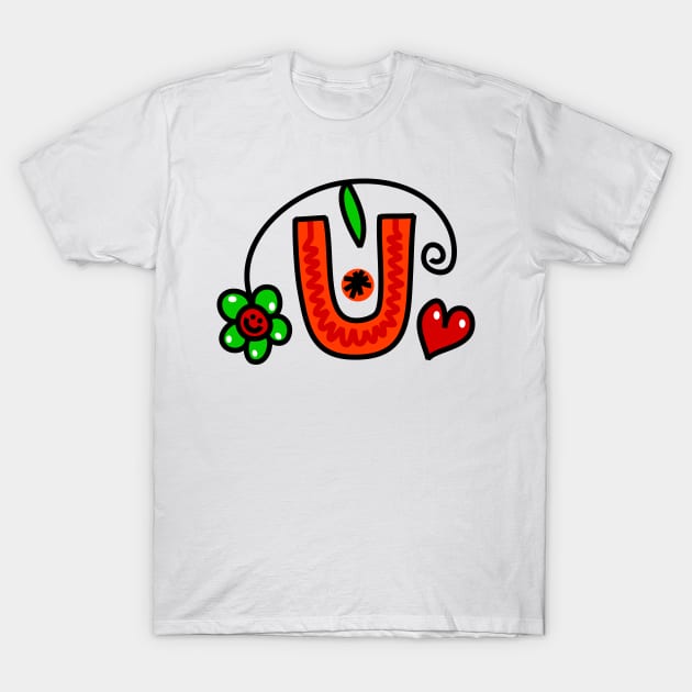 Letter U abc monogram hand drawn colorful alphabet T-Shirt by funwithletters